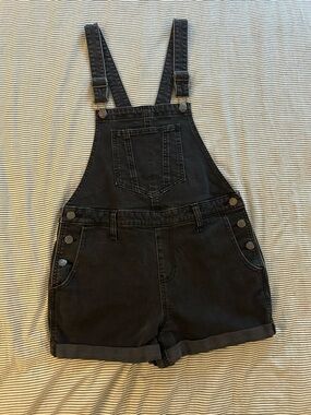 Old Navy Black Denim Short Overalls